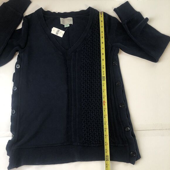 Anthropologie Saturday Sunday V-Neck Cable Knit Button Detail Sweater XS NWT - Picture 6 of 13